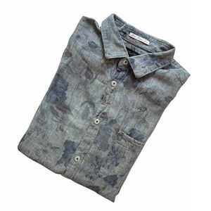 Good Man Brand 100% Linen Floral Shirt Short Sleeve Button Up Casual Mens Size S